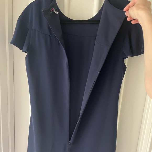 Trina Turk Navy Blue Ruffle Sheath Dress - Picture 6 of 6